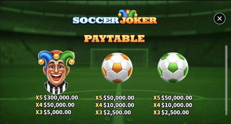 Soccer Joker - izplačilna tabela, prva stran